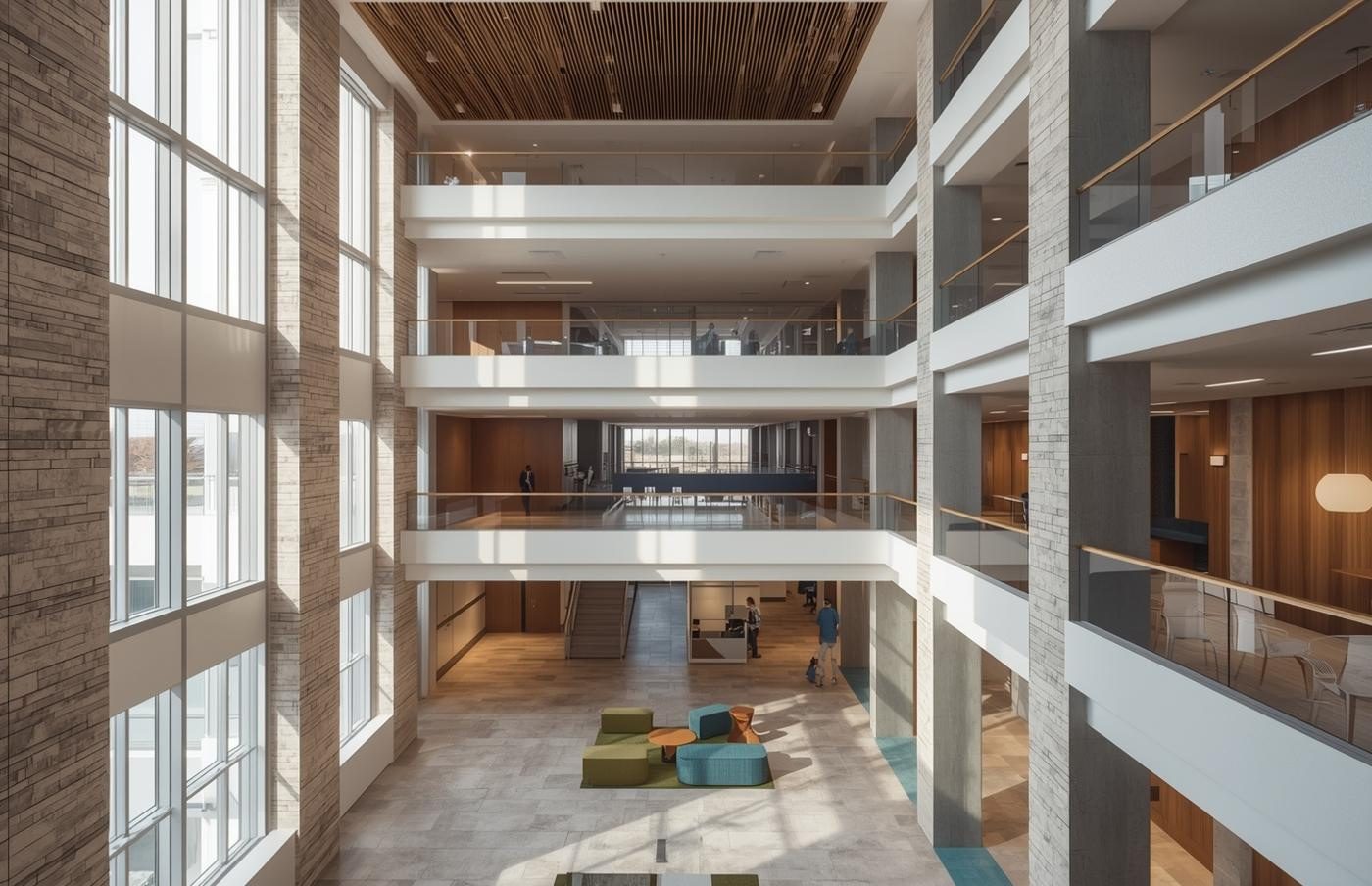 Indicative interior design concept of the planned TEMCO atrium. Illustrative only — not a photograph of an operating facility. Opening 2029.